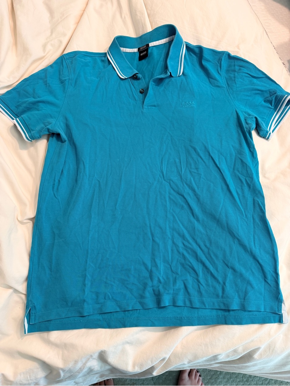 Hugo Boss Teal Polo with Contrast Trim XL VGC